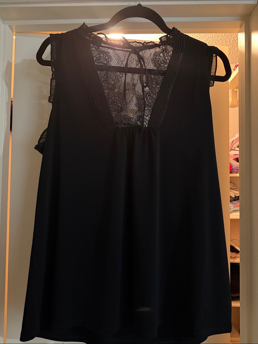Express Black Lace-Back Sleeveless Blouse